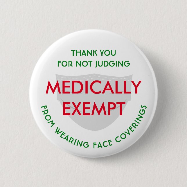 Face Mask White Medically Exempt Button (Front)