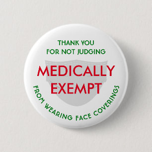 Face Mask White Medically Exempt Button
