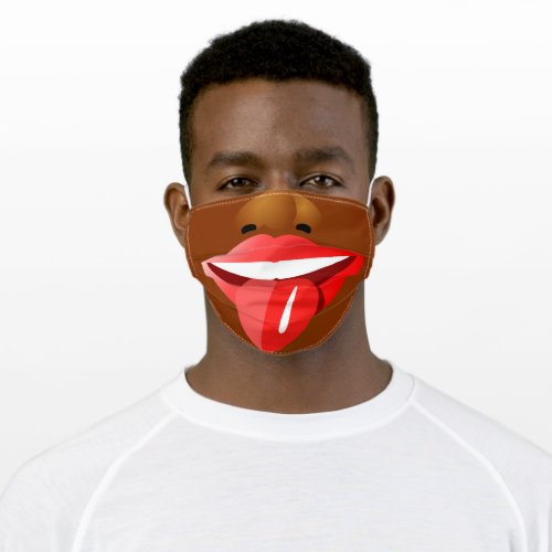 Face mask with big lips and sticking out tongue