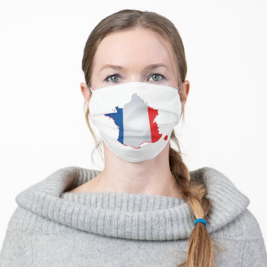 Face Mask with France map and French flag print (Worn)