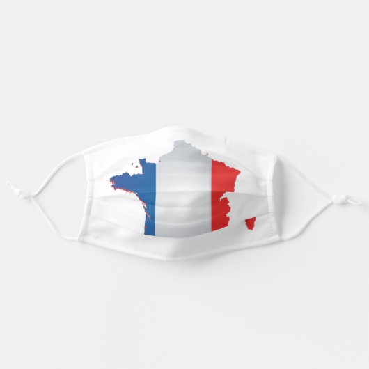 Face Mask with France map and French flag print (Front, Unfolded)
