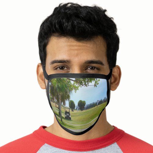 Face Mask with Image of Golf Course Cart  Golfer