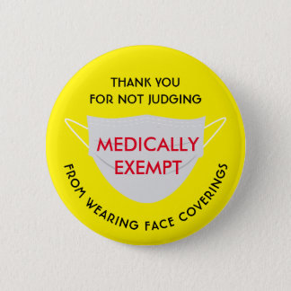 Face Mask Yellow Medically Exempt Button