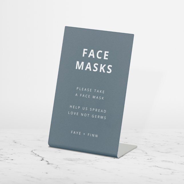 Face Masks | Covid Safety Blue Scandi Wedding Pedestal Sign (Creator Uploaded)