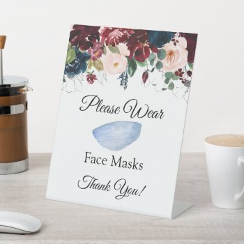 Face Masks For Business Floral Pedestal Sign by 3Cattails at Zazzle
