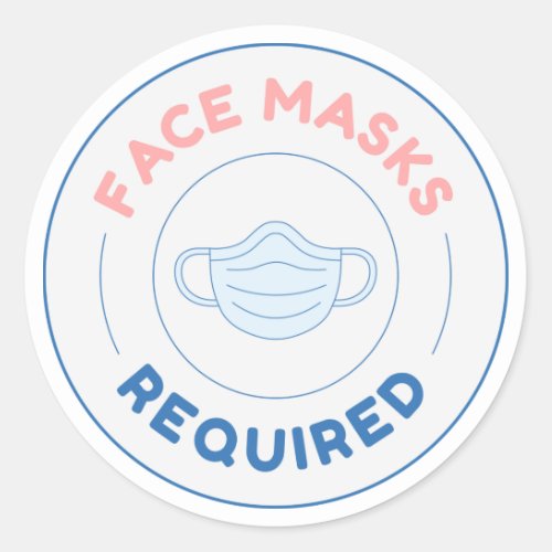 Face masks required _ classic round sticker