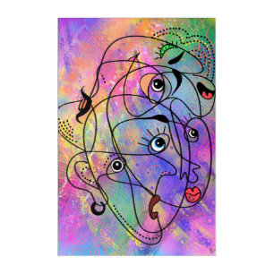 Face Moods Acrylic Print - Modern Style Painting