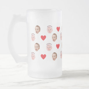 Face Mug, Custom Photo Mug, Baby Gift Frosted Glass Beer Mug