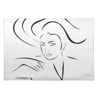 Face of a beautiful young woman cloth placemat