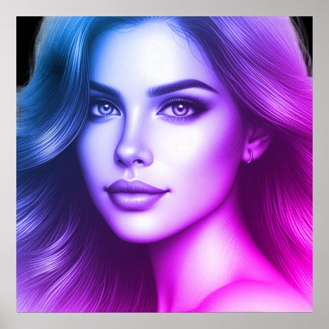 Face of a Cute Young Woman on a 24x24 Bedroom Wall Poster (Front)