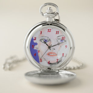 Face of a Girl Backwards Pocket Watch