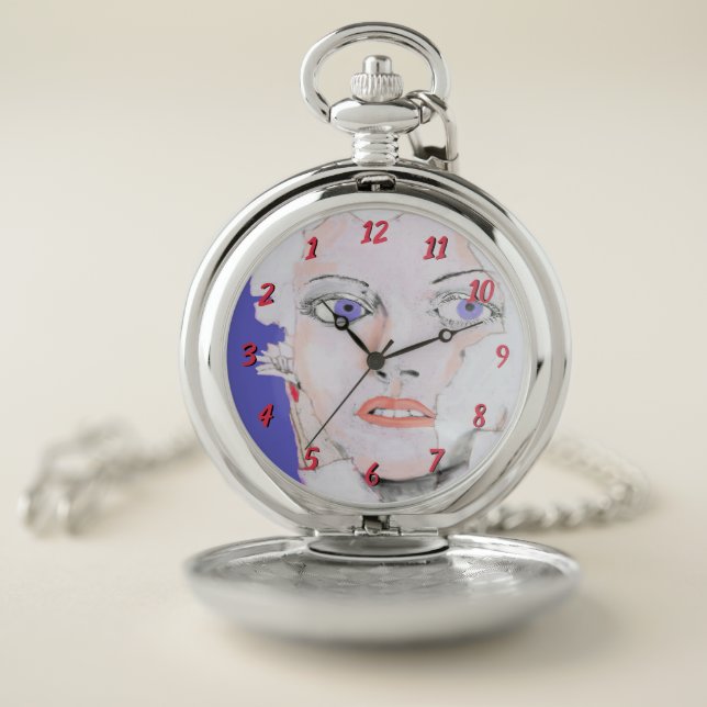 Face of a Girl Backwards Pocket Watch (Inside)