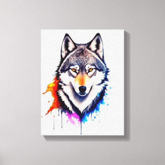 Face of a Gray Wolf Canvas Print (Front)