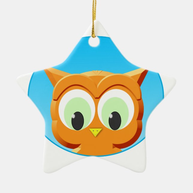 Face Of A Little Owl Ceramic Ornament (Front)