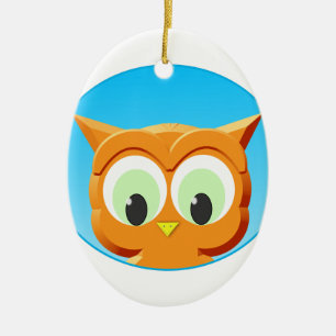 Face Of A Little Owl Ceramic Ornament