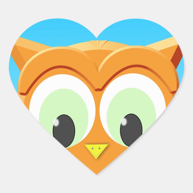 Face Of A Little Owl Heart Sticker (Front)