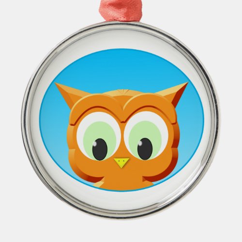 Face Of A Little Owl Metal Ornament