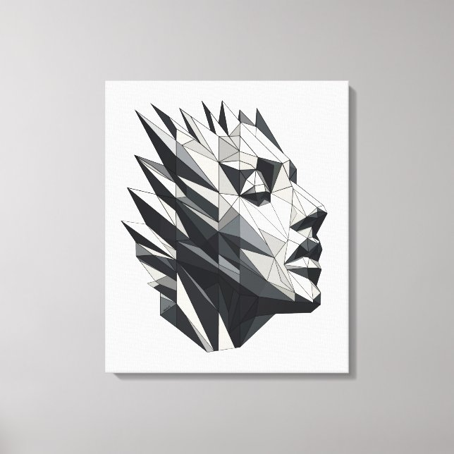 Face of a polygonal woman canvas print (Front)
