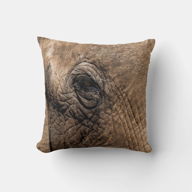 Face of an Elephant Throw Pillow (Front)