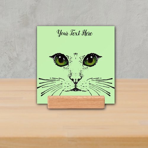 Face of Black Cat Green Yellow Eyes Whiskers Holder