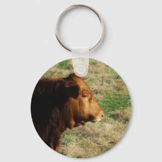 Face of Brown bull cow Keychain