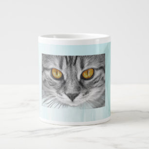 face of cat under the blue ocean giant coffee mug