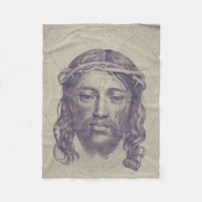 Face of Christ on St. Veronica's Veil Holy Face Fleece Blanket (Front)