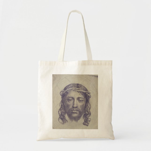 Face of Christ on St. Veronica's Veil Holy Face Tote Bag (Front)