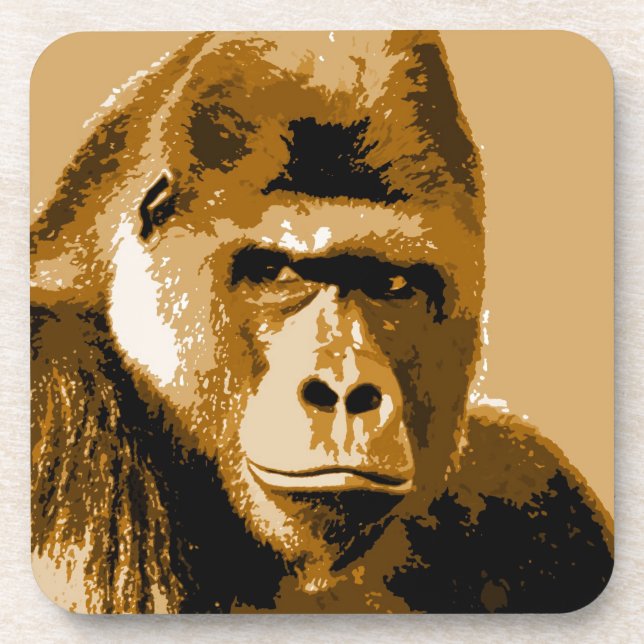 Face of Gorilla Beverage Coaster (Front)