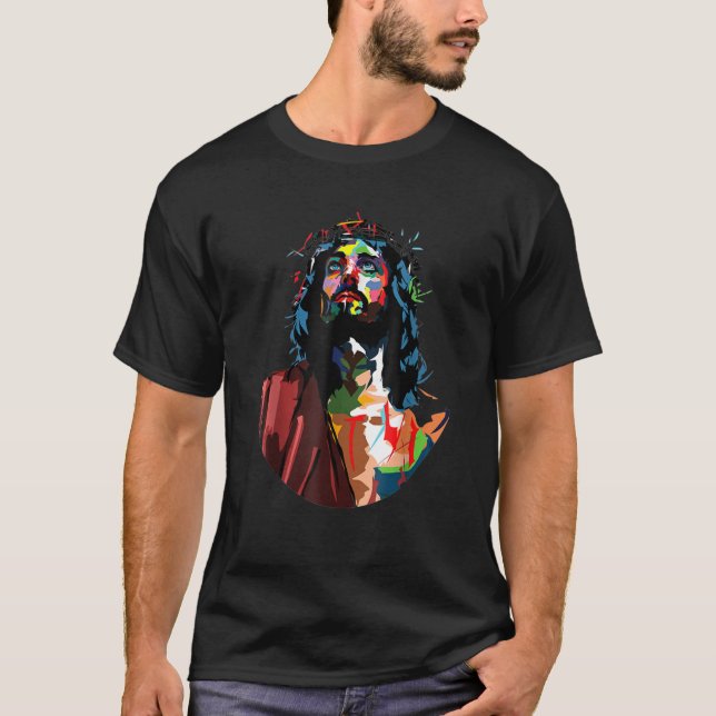 Face Of Jesus Christ Crown Of Thorns Catholic Fait T-Shirt (Front)