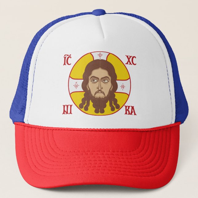 Face Of jesus Christ Orthodox Icon Trucker Hat (Front)