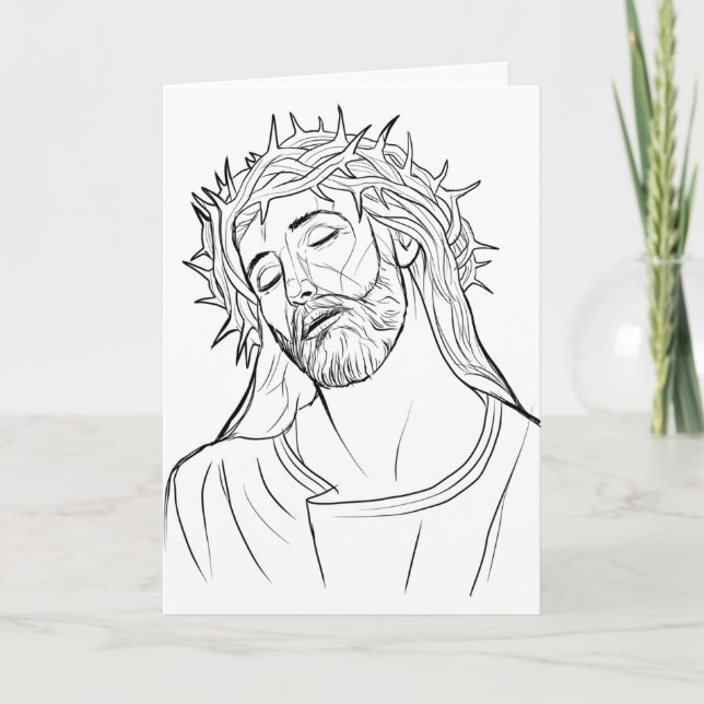 Face of Jesus crown of thorns Holiday Card (Front)