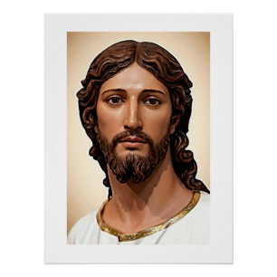 FACE OF JESUS WITH BEAUTIFUL KIND EYES OF CONCERN POSTER