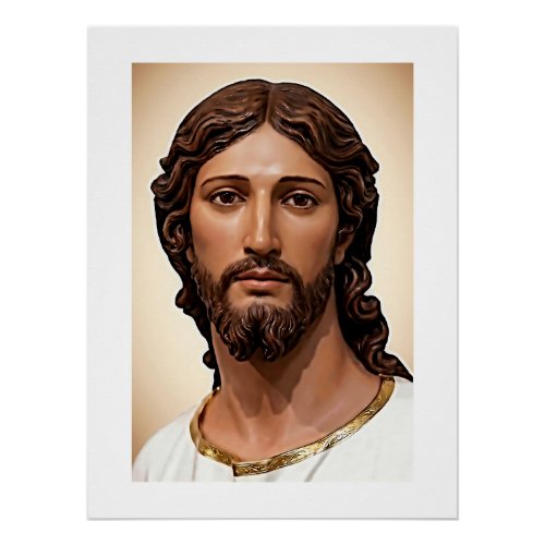 FACE OF JESUS WITH BEAUTIFUL KIND EYES OF CONCERN POSTER