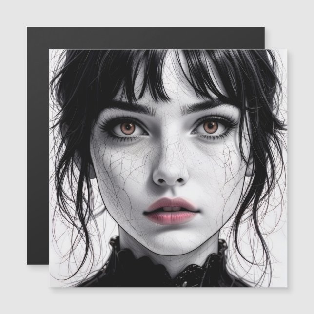 Face of porcelain gaze of a cracked soul. (Front/Back)