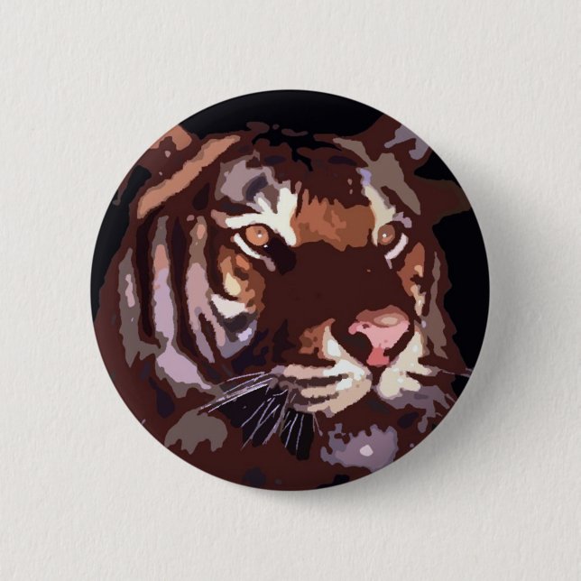 Face of Tiger Pinback Button (Front)