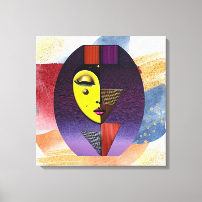"Face of Woman" Abstract Wall Art on Canvas  (Front)