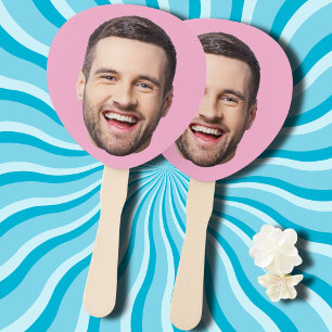 Face On Hand Fan, Custom Bachelorette Party Pink Fan