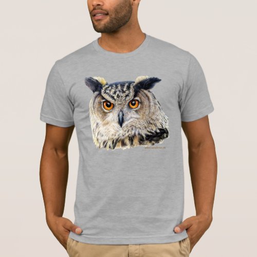 Face on painted portrait of an eagle owl T_Shirt