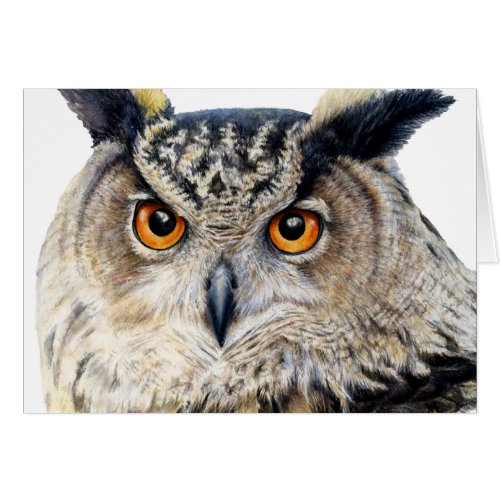 Face on portrait of an eagle owl everyday card