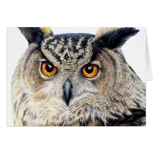 Face on portrait of an eagle owl everyday card (Front Horizontal)