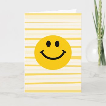Face On Sunny Yellow Stripes Card by HappyFacePlace at Zazzle