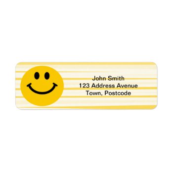 Face On Sunny Yellow Stripes Label by HappyFacePlace at Zazzle