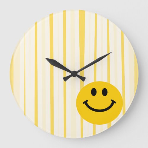 Face on sunny yellow stripes large clock