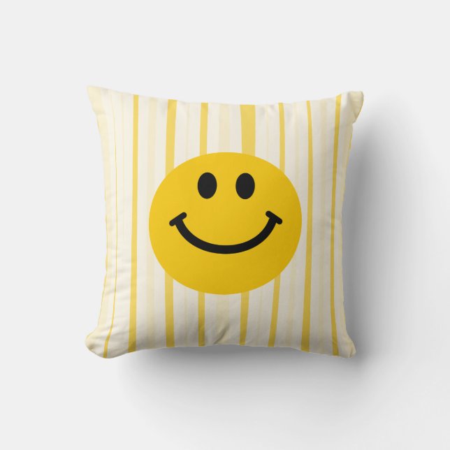 Face on sunny yellow stripes throw pillow (Front)