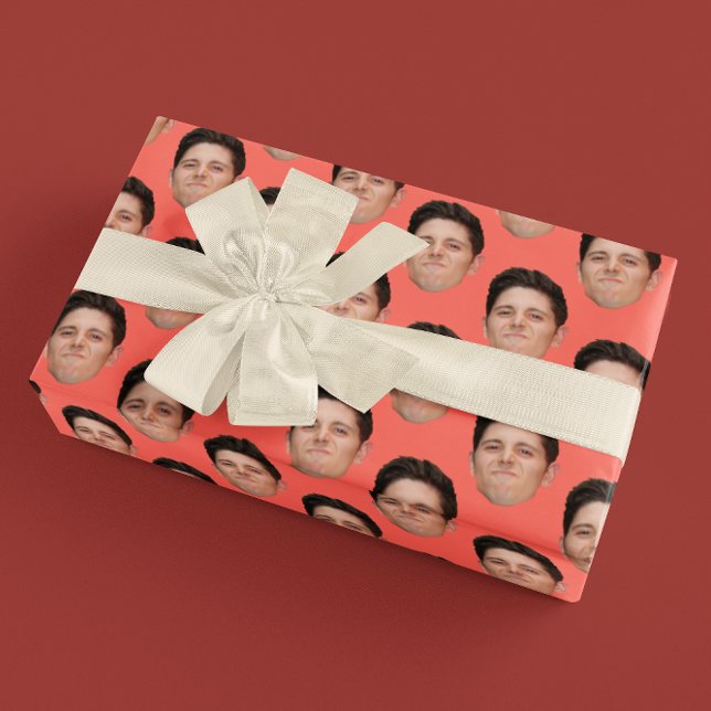 Face or Pet Photo Coral Pink Gift Wrapping Paper (Creator Uploaded)