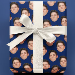 Face or Pet Photo Navy Blue Gift Wrapping Paper