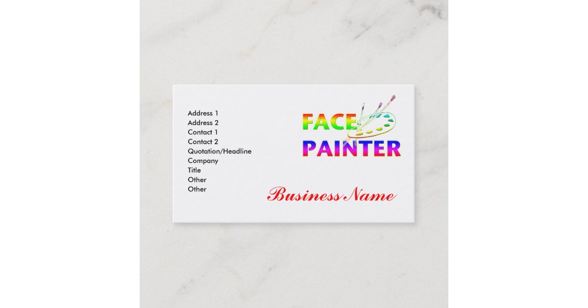 Face Painter Business Card Zazzle