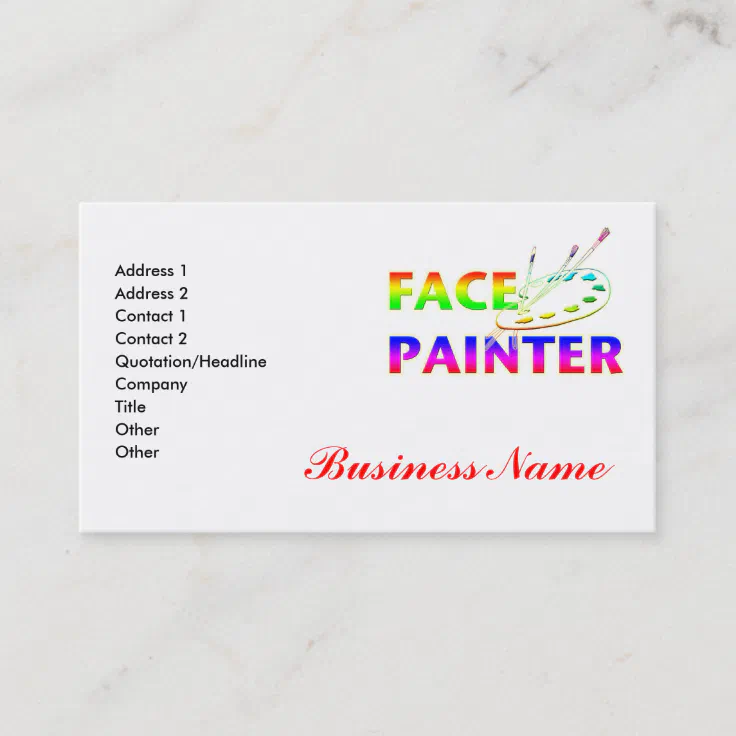 Face Painter Business Card Zazzle