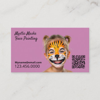 Face Painter Dark Pink QR Business Card